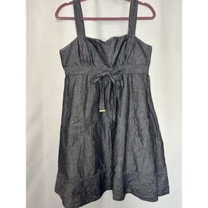Guess Jeans Women's Size Large Dark Denim Sleeveless A-Line Summer Dress Pockets